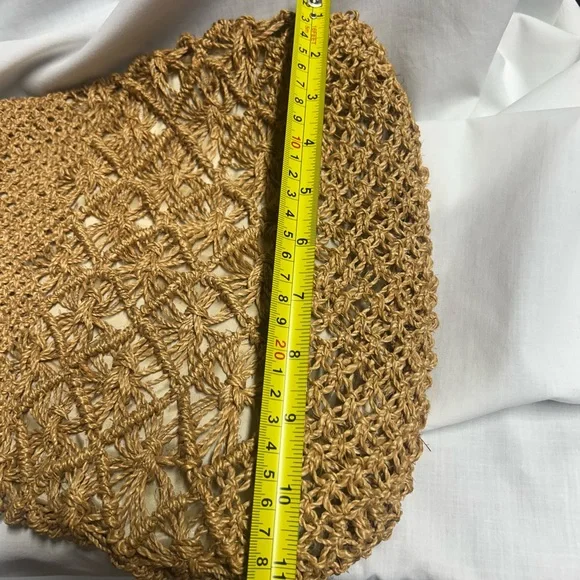 Vintage Macrame Wooden Rectangle Handle Purse 1970s 1980s Boho - Picture 10 of 11